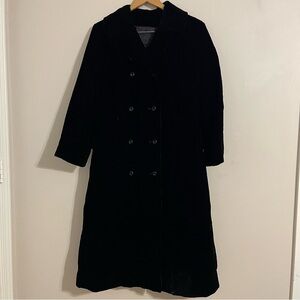 Vintage 1960s, 1970s Made in the USA Black Velvet Double Breasted Coat